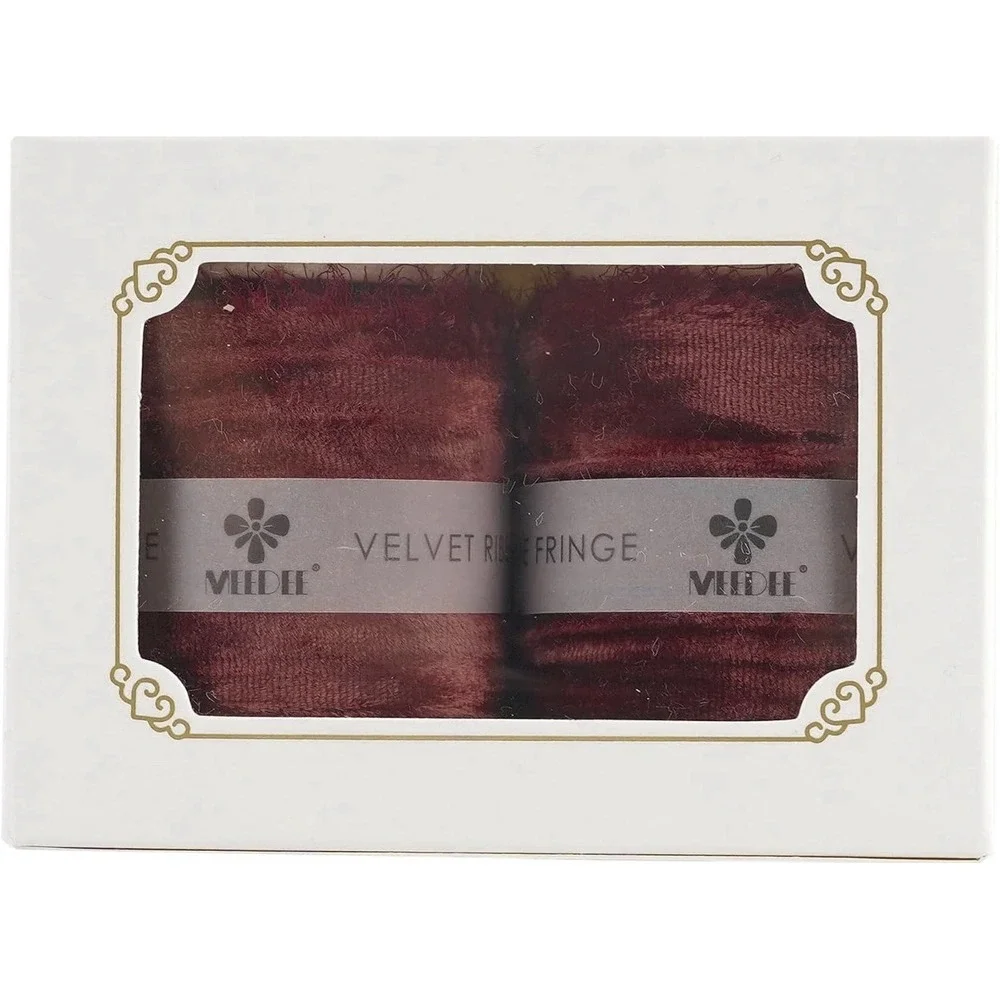 C0013-Meedee Rust Crinkle Velvet Ribbon Frayed Edge 3